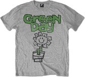 Green Day Heren Tshirt -M- Flower Pot Grijs