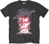 David Bowie Heren Tshirt -M- Aladdin Sane Grijs