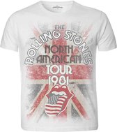 The Rolling Stones Heren Tshirt -S- North American Tour 1981 Wit