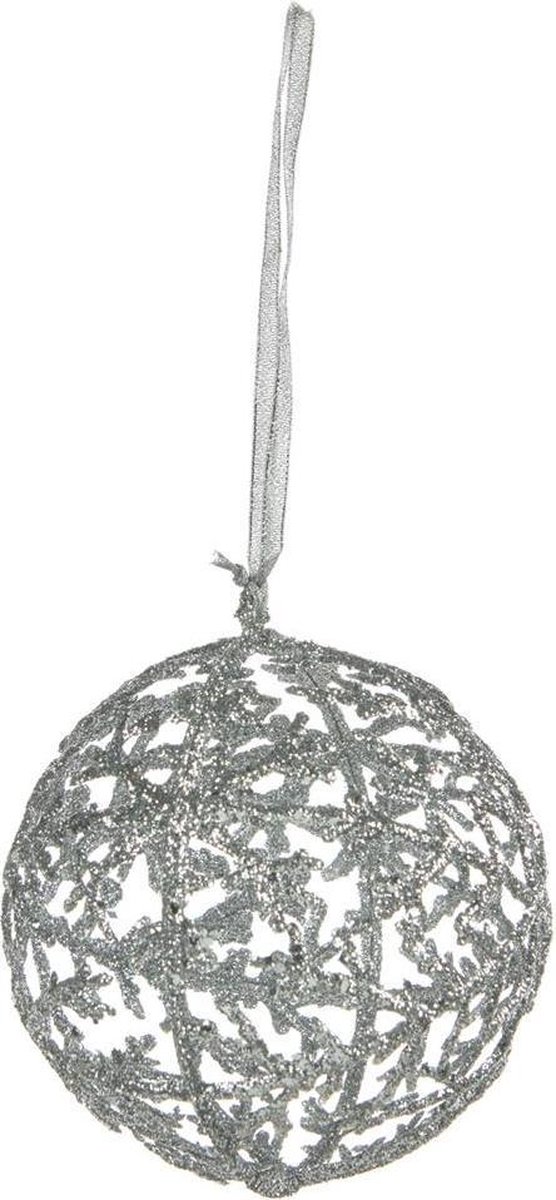Goodwill Kerstbal Glitters Zilver D 15 cm Voordeelaanbod per 2 stuks