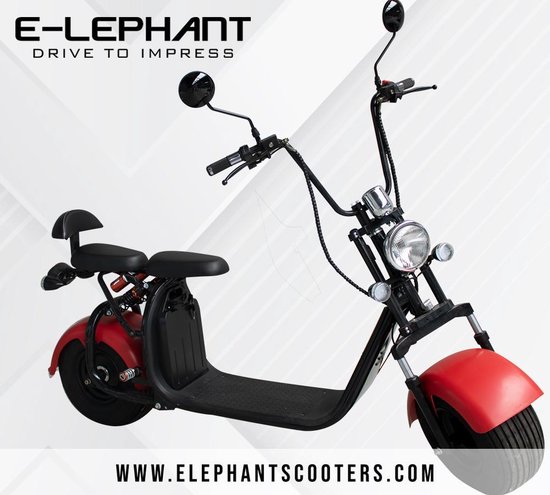 Elephant - Elektrische Scooter - 25km/h - Actieradius 80km - Rood | bol.com