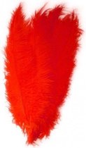 2x Grote decoratie veren/struisvogelveren rood 50 - Hobby/knutsel materiaal - Sierveren/decoratie veren