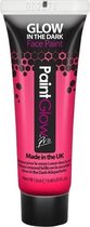 Neon roze Glow in the Dark schmink/make-up tube 12 ml - Lichtgevende schmink/make-up roze thema