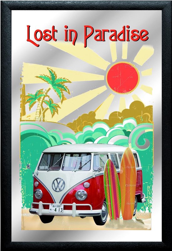 VW Bus Lost in Paradise Volkswagen Miroir 20x 30 cm | bol.com