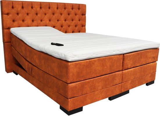 Slaaploods.nl Princess - Elektrische Boxspring inclusief matras - 160x210 cm - Cognac