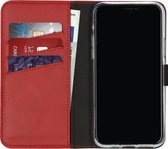 iPhone 11 Pro Hoesje met Pasjeshouder - Selencia Echt Lederen Booktype - Rood
