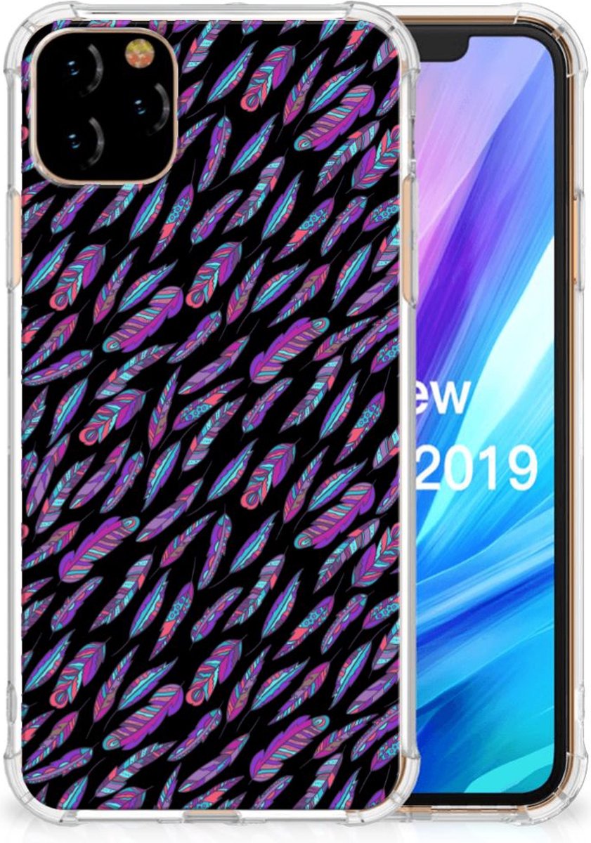Apple iPhone 11 Pro Max Doorzichtige Silicone Hoesje Feathers Color