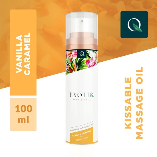 Exotiq Massageolie Vanilla Caramel – Massageolie voor een Ontspannende Massage met Vanille en Karamel Geur – Zijdezacht en Verzorgende Werking – 100 ml