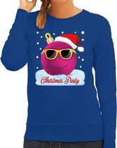 Foute kersttrui / sweater blauw Chirstmas party - roze coole / stoere kerstbal voor dames - kerstkleding / christmas outfit 2XL (44)