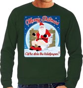 Foute Kersttrui / sweater - Merry Shitmas Who stole the toiletpaper - groen voor heren - kerstkleding / kerst outfit 2XL (56)