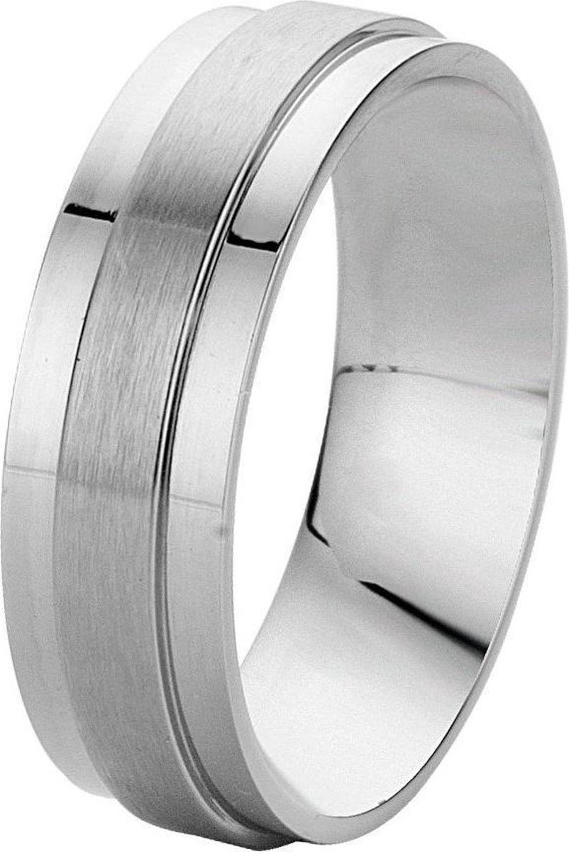 Lucardi Heren Ring mat/glans - Ring - Vaderdag Cadeautje - Staal - Zilverkleurig