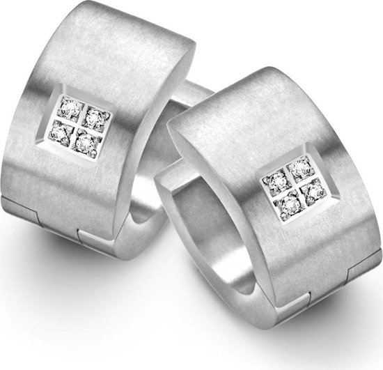 Deens ontwerp - Titanium oorbellen Tilst met 8 diamanten 0,04 ct. - IJ125E1D