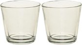 2x Theelichthouders/waxinelichthouders transparant glas 7 cm - Glazen kaarsenhouders voor waxinelichtjes 2 stuks