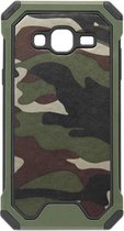 ADEL Kunststof Bumper Hardcase Hoesje voor Samsung Galaxy J7 (2015) - Camouflage Groen