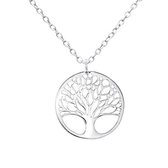 Zilveren ketting tree of life rond | Levensboom ketting | ketting dames zilver | sieraden vrouw | Sterling 925 Silver (Echt zilver)