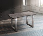 Massief houten tafel Live-Edge acacia platinum 140x90 boven 3,5cm breed frame boomtafel