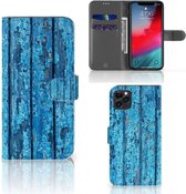 Hoesje Geschikt voor iPhone 11 Pro Max Book Style Case Blauw Wood