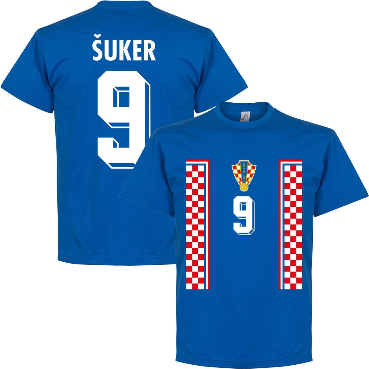 Kroatië Suker 1998 Retro T-Shirt - Blauw - M