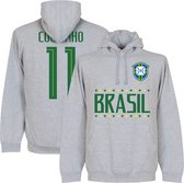 Brazilië Coutinho 11 Team Hooded Sweater - Grijs - L