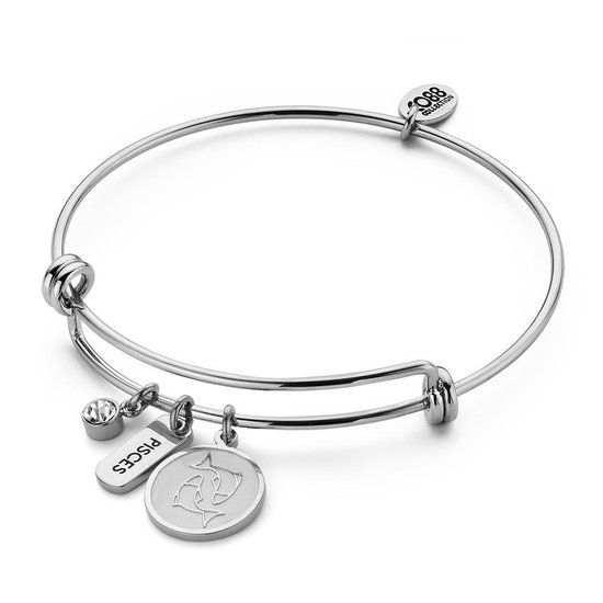 CO88 Collection Zodiac 8CB 90424 Stalen armband - Sterrenbeeld Vissen - Zilverkleurig