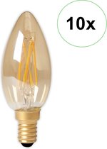 10 Stuks - Calex LED volglas gloeidraad Kaarslamp 240V 3,5W 200lm E14 B35, Goud 2100K CRI80 Dimbaar