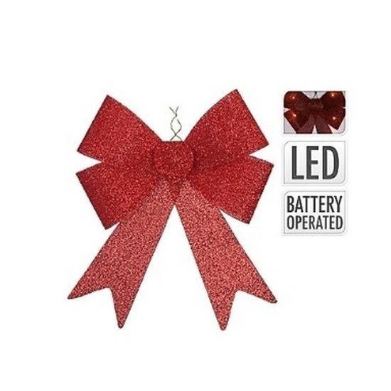Kerstdecoratie Krans Extra Grote Kerstkransen Voorverlichte Kerstkrans Met Kerstballen & Grote Rode Strik & Kerstbloemdecoratie Voor Buiten Of Binnen ( rood) Deurkrans (Color : Battery light 60cm