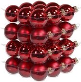 36x stuks glazen kerstballen rood 4 cm mat/glans - Kerstboomversiering rood