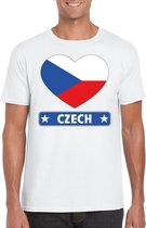 Tsjechie hart vlag t-shirt wit heren L