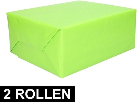 2x rollen Kadopapier lime groen - 200 x 70 cm - cadeaupapier / inpakpapier  | bol.com