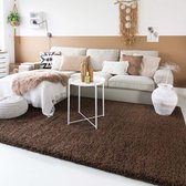 Hoogpolig vloerkleed shaggy Trend effen - bruin 80x250 cm