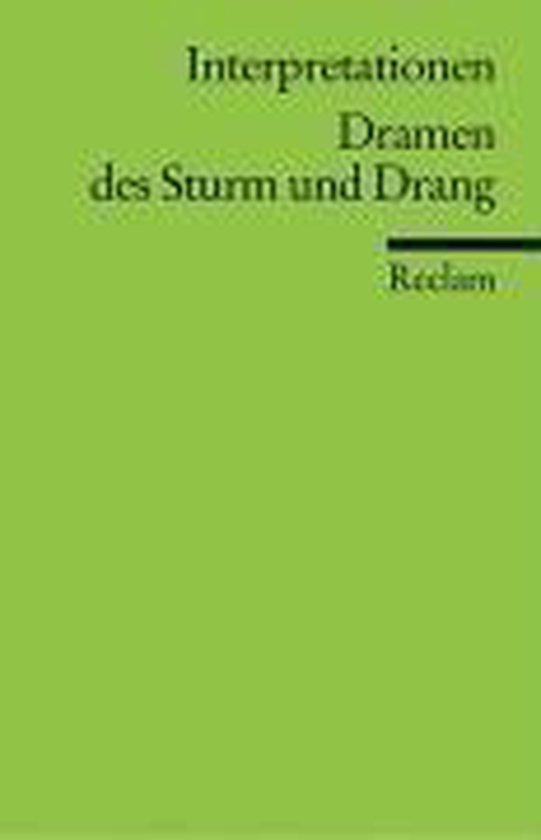 Interpretationen Dramen des Sturm und Drang 9783150084106 Boeken