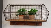 Kapstok metaal/hout - 51 x 33 x 21 cm - grijs/bruin - Kitchen Trend