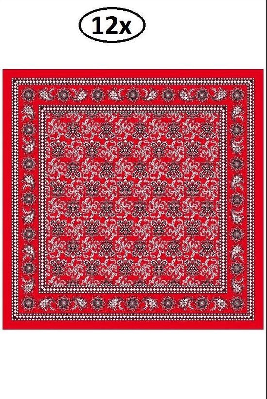 12x Boeren zakdoek rood 63x63 cm waaier motief - zakdoek bandana boeren  carnaval... | bol.com