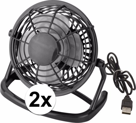 2x Zwarte mini ventilator en met USB stekker - Bureau ventilator 2 stuks |  bol.com