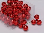 Rood Glans Kerstballen - Cb. 72 Glasballen/wire Rood Glans 30mm