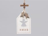 Kersthangers - pb. 4 wooden hangtags "angel" white 7x12cm