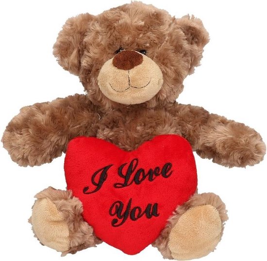 Er is een trend antwoord Mediaan Valentijsdag knuffelbeertje I love you bruin 35 cm - Pluche teddybeer met  hartje | bol.com
