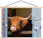 Porte-affiche avec affiche - Affiche scolaire - Highlander écossais - Ferme - Grange - 150x113 cm - Lattes noires