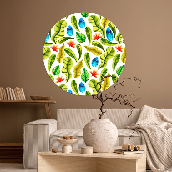 WallCircle® - Cercle de papier peint 100x100 cm - Stickers muraux Jungle - Design - Feuilles - Cercle mural - Accessoires chambre enfant - Décoration chambre bébé - Cercle mural autocollant