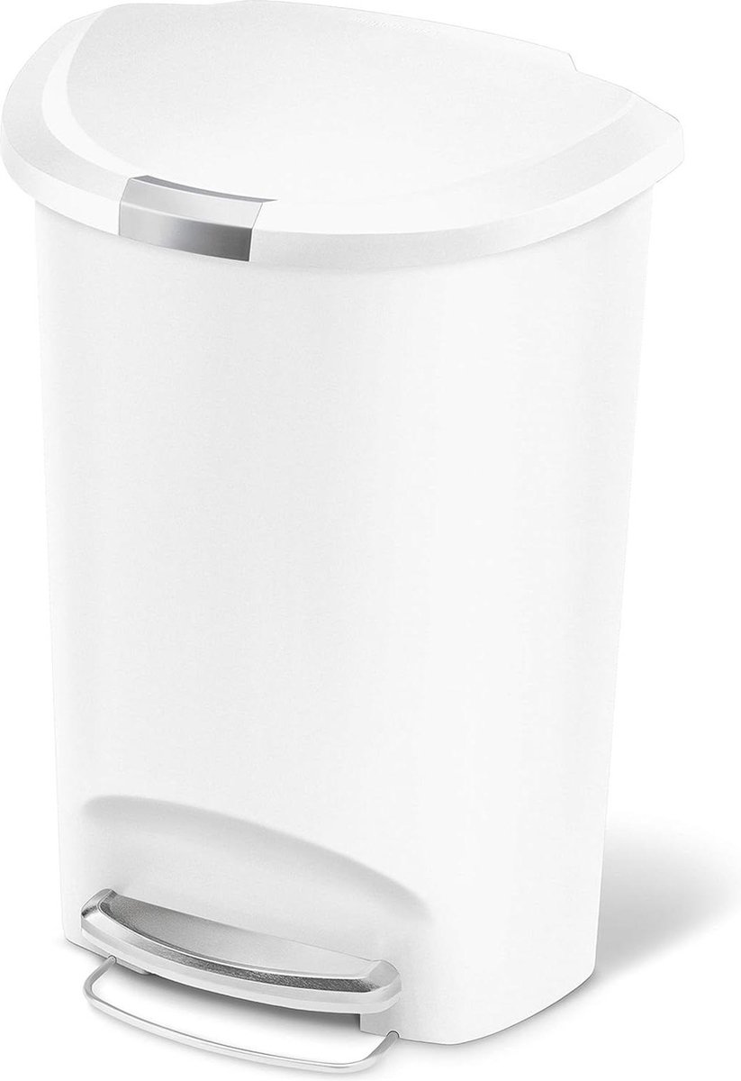 Goedkoopste Content in HTML CW1356 Halve Maan Pedaalemmer - Keukenafvalemmer - Kunststof - Wit - 50 Liter pedaalemmer 50 liter