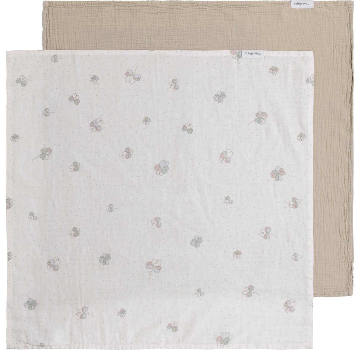 Goedkoopste Baby's Only Hydrofiele doek Tender - 2-pack - Beige/Clover - 115x115 cm