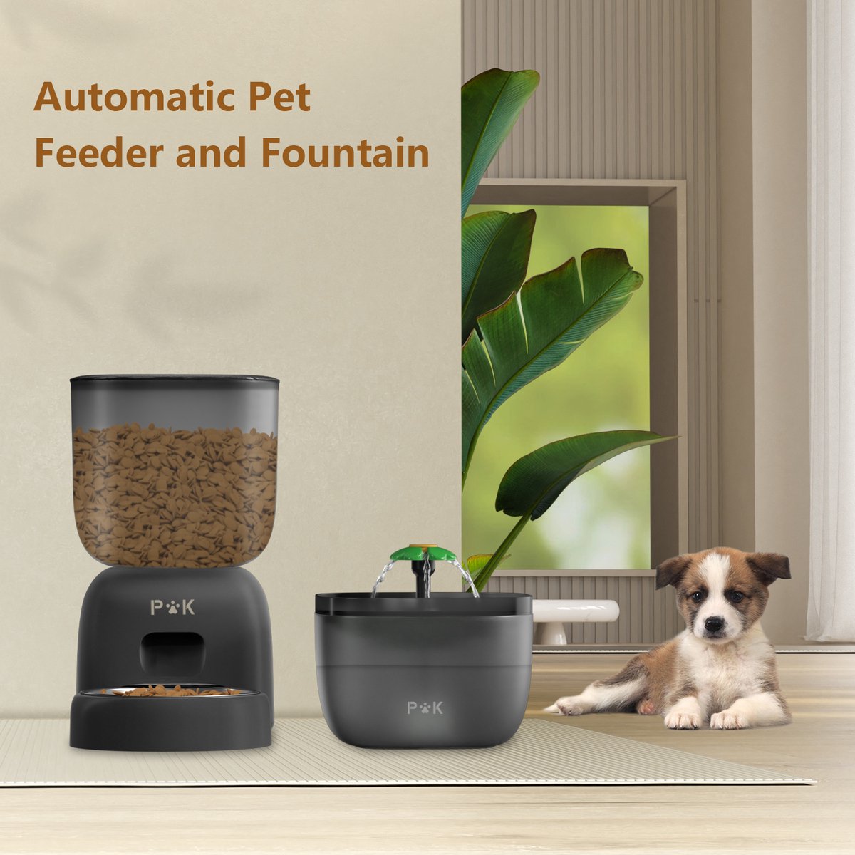 Afbeelding 3 van PUPPY KITTY 2-in-1 Voer & waterdispenser - Kat & Hond -Automatische Voerbak - Voerbak voor katten - Automatische Waterbak - Waterdispenser - Voeder - Eetbak - Drinkbak - Zwart