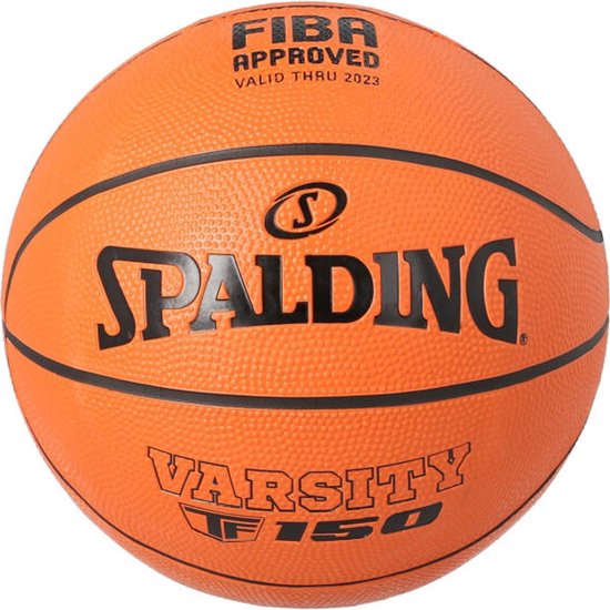 Oranje Spalding Varsity F150 basketbal, FIBA APPROVED VALID THRU 2023.