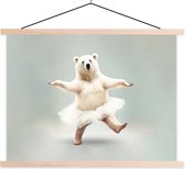 Schoolplaat - IJsbeer - Rok - Dieren - Wit - Portret - Muurdoek - 120x90 cm - Textielposter - Wanddecoratie