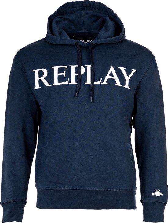 REPLAY Sweat à capuche pour homme, 085 Bleu, S