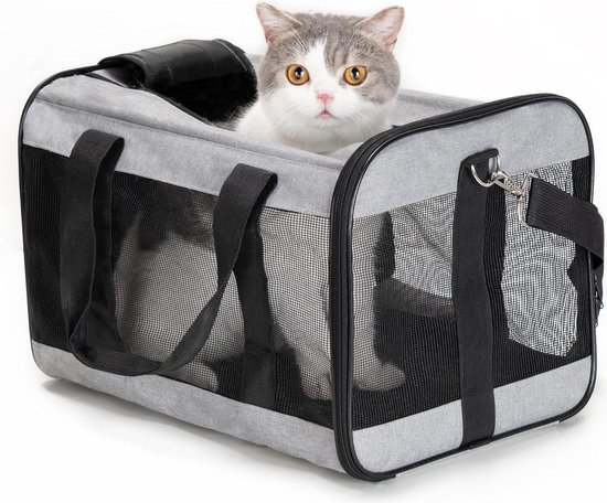 BEAUTYMONKEY.K Reismand voor Twee Katten met Wielen,Katten Transportbox met Wielen voor 2 Katten,Grote Kattenreismand met Wielen voor Dubbele Katten
