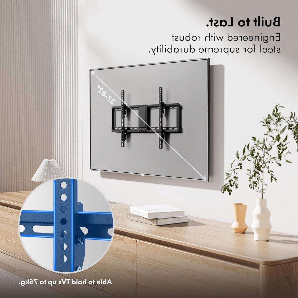 Muurbeugel-Tv Ultra Slim 32-65" kantelbare muurbeugel met waterpas voor LED LCD 3D Curved Plasma tv's - belastbaar tot 75 kg - VESA 600x400