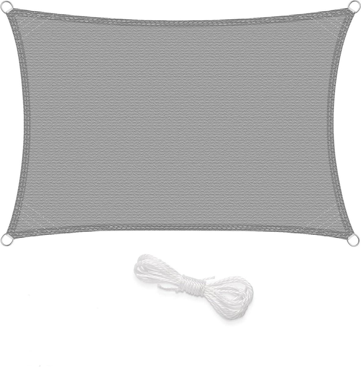 Rectangle Breathable Shade Sail 3x4 m HDPE Wind Shield UV Protection Garden Patio Camping Light Grey Color