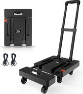Bol.com Opvouwbare steekwagen 230 kg draagbare dolly - verhuizen en bagage trolley met 6 wielen - zwart aanbieding
