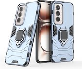 Coque Oppo Reno12 - MobyDefend Double Couche Armor Case avec Support - Blauw - Étui pour Téléphone Portable - Étui de Téléphone Adapté pour: Oppo Reno12